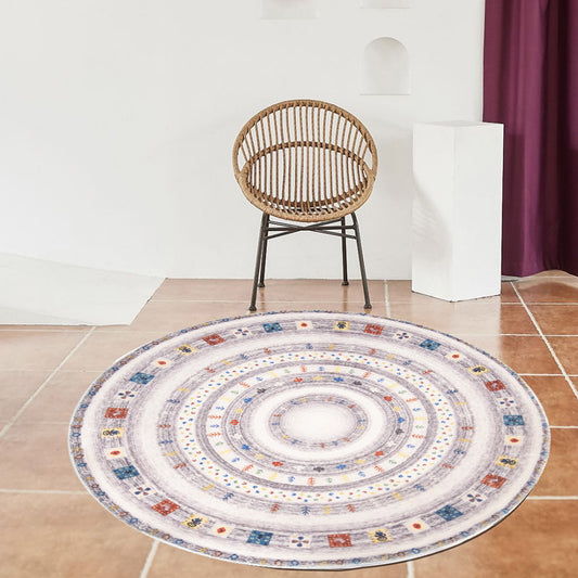 Vintage Circle Pattern Rug with Flower Light Purple Polyester Rug Washable Pet Friendly Anti-Slip Carpet for Living Room Clearhalo 'Area Rug' 'Moroccan' 'Rugs' Rug' 1767717