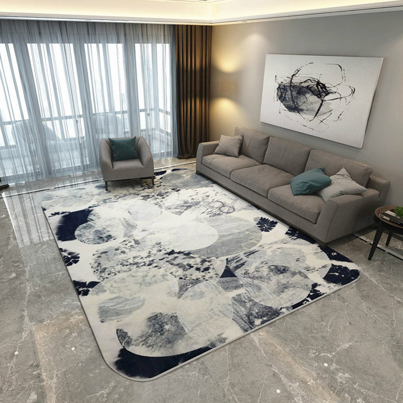Shabby Chic Watercolor Pattern Rug Multicolor Polyester Rug Washable Pet Friendly Non-Slip Area Rug for Study Black Clearhalo 'Area Rug' 'Rugs' 'Shabby Chic' Rug' 1767723