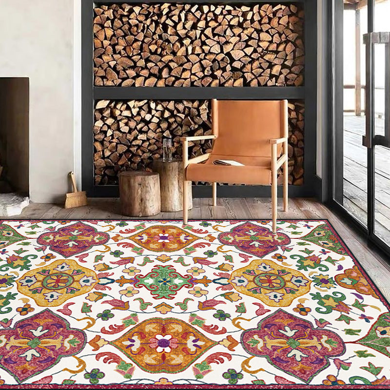 Retro Tribal Pattern Rug Light Grey Polyester Washable Pet Friendly Anti-Slip Carpet for Living Room Clearhalo 'Area Rug' 'Bohemian' 'Moroccan' 'Rugs' Rug' 1767758