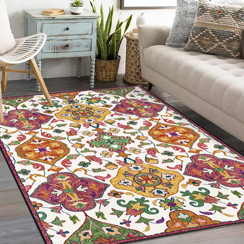 Retro Tribal Pattern Rug Light Grey Polyester Washable Pet Friendly Anti-Slip Carpet for Living Room Clearhalo 'Area Rug' 'Bohemian' 'Moroccan' 'Rugs' Rug' 1767759