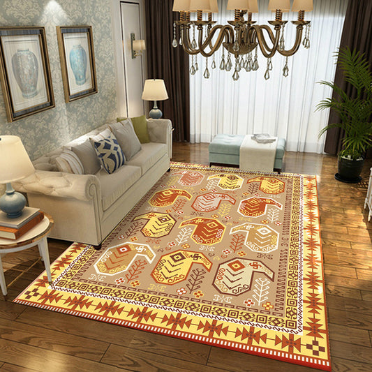 Brown Multicolor Vintage Rug Polyester Medallion Pattern Rug Pet Friendly Washable Anti-Slip Backing Carpet for Decoration Yellow Clearhalo 'Area Rug' 'Moroccan' 'Rugs' Rug' 1767768