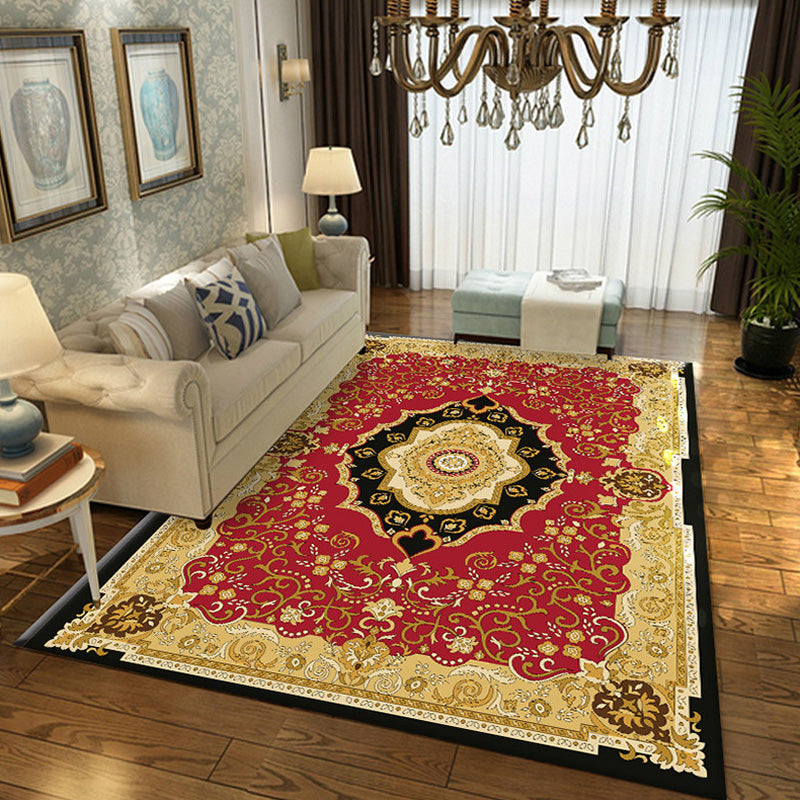 Brown Multicolor Vintage Rug Polyester Medallion Pattern Rug Pet Friendly Washable Anti-Slip Backing Carpet for Decoration Red Clearhalo 'Area Rug' 'Moroccan' 'Rugs' Rug' 1767772