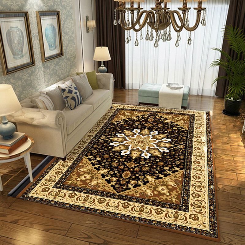 Brown Multicolor Vintage Rug Polyester Medallion Pattern Rug Pet Friendly Washable Anti-Slip Backing Carpet for Decoration White Clearhalo 'Area Rug' 'Moroccan' 'Rugs' Rug' 1767774