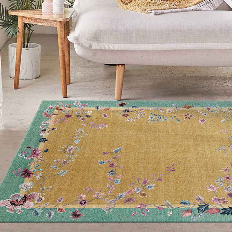 Multicolor Oriental Rug Polyester Flower Pattern Rug Pet Friendly Washable Anti-Slip Backing Carpet for Decoration Clearhalo 'Area Rug' 'Rug' 1767784
