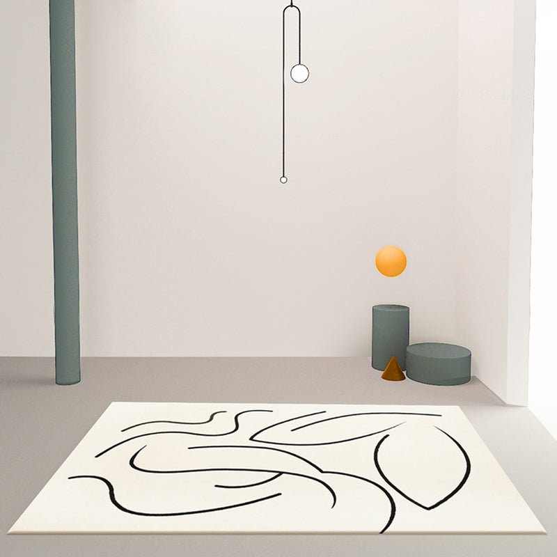 Casual Beige Modernist Rug Polyester Abstract Rug Washable Pet Friendly Non-Slip Carpet for Living Room Beige Clearhalo 'Area Rug' 'Rug' 1767849