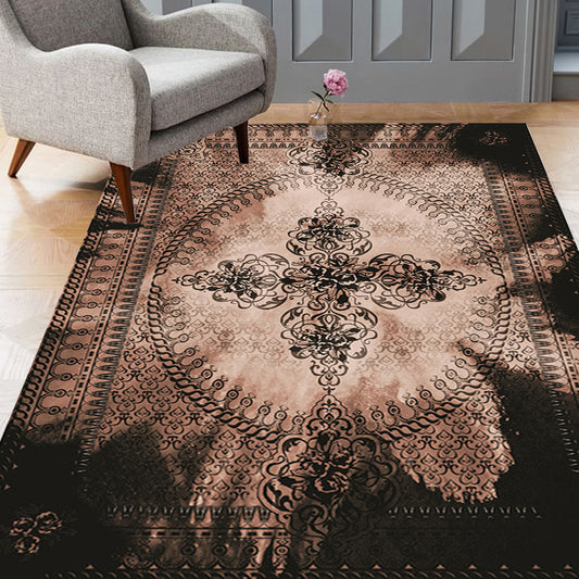 Moroccan Azulejo Pattern Rug Black Multicolor Polyester Rug Washable Pet Friendly Non-Slip Area Rug for Living Room Clearhalo 'Area Rug' 'Rugs' 'Shabby Chic' Rug' 1767865