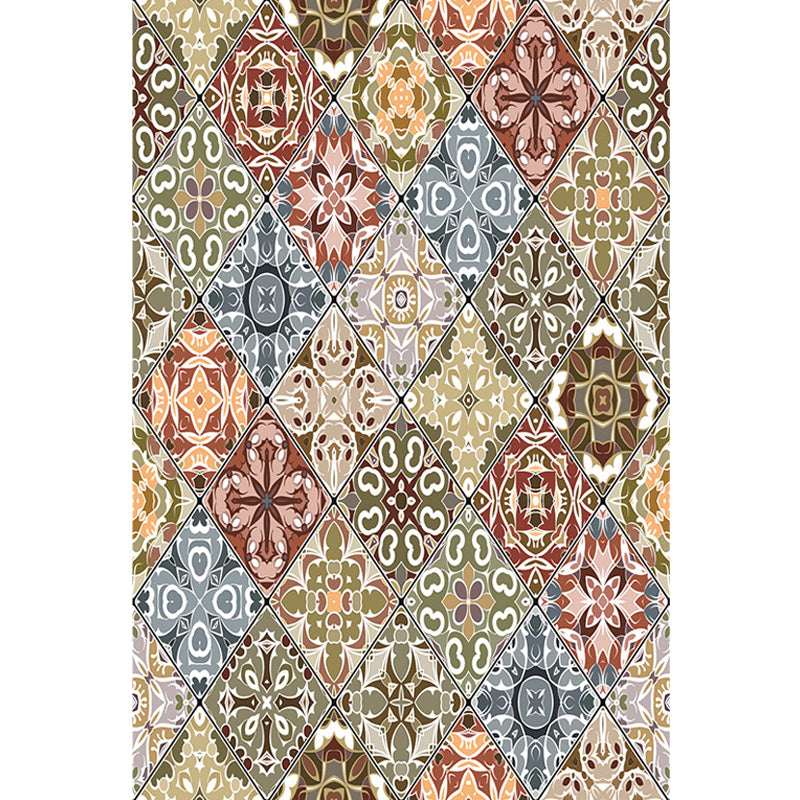 Moroccan Azulejo Pattern Rug Black Multicolor Polyester Rug Washable Pet Friendly Non-Slip Area Rug for Living Room Clearhalo 'Area Rug' 'Rugs' 'Shabby Chic' Rug' 1767874