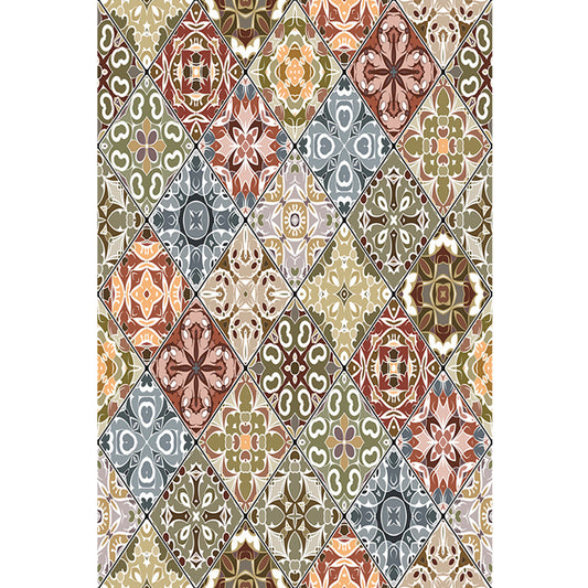 Moroccan Azulejo Pattern Rug Black Multicolor Polyester Rug Washable Pet Friendly Non-Slip Area Rug for Living Room Clearhalo 'Area Rug' 'Rugs' 'Shabby Chic' Rug' 1767874
