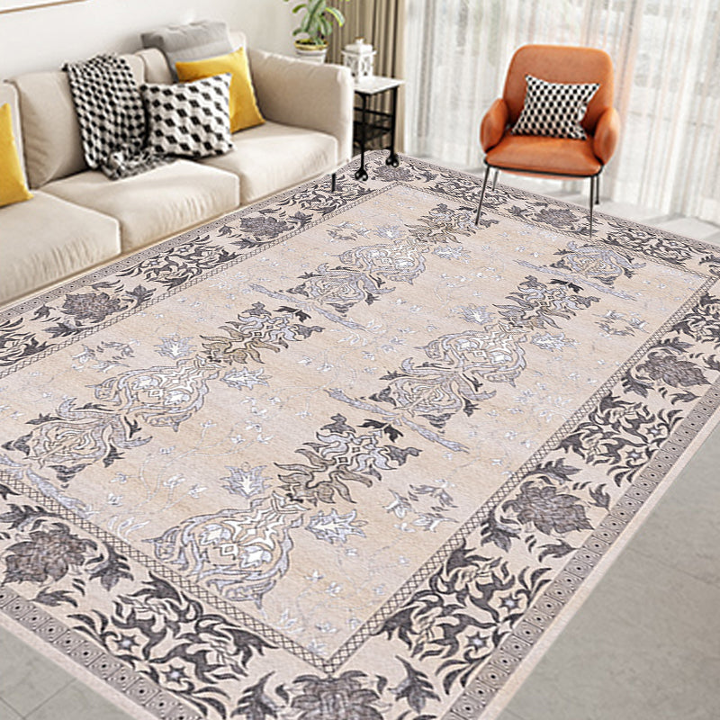 Pink Shabby Chic Rug Polyester Tribal Flower Pattern Rug Pet Friendly Washable Anti-Slip Backing Carpet for Decoration Grey Clearhalo 'Area Rug' 'Rugs' 'Shabby Chic' Rug' 1767895