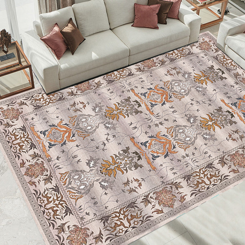 Pink Shabby Chic Rug Polyester Tribal Flower Pattern Rug Pet Friendly Washable Anti-Slip Backing Carpet for Decoration Clearhalo 'Area Rug' 'Rugs' 'Shabby Chic' Rug' 1767899