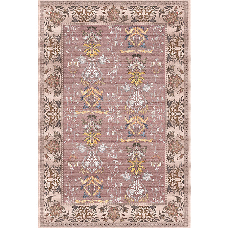 Pink Shabby Chic Rug Polyester Tribal Flower Pattern Rug Pet Friendly Washable Anti-Slip Backing Carpet for Decoration Clearhalo 'Area Rug' 'Rugs' 'Shabby Chic' Rug' 1767903