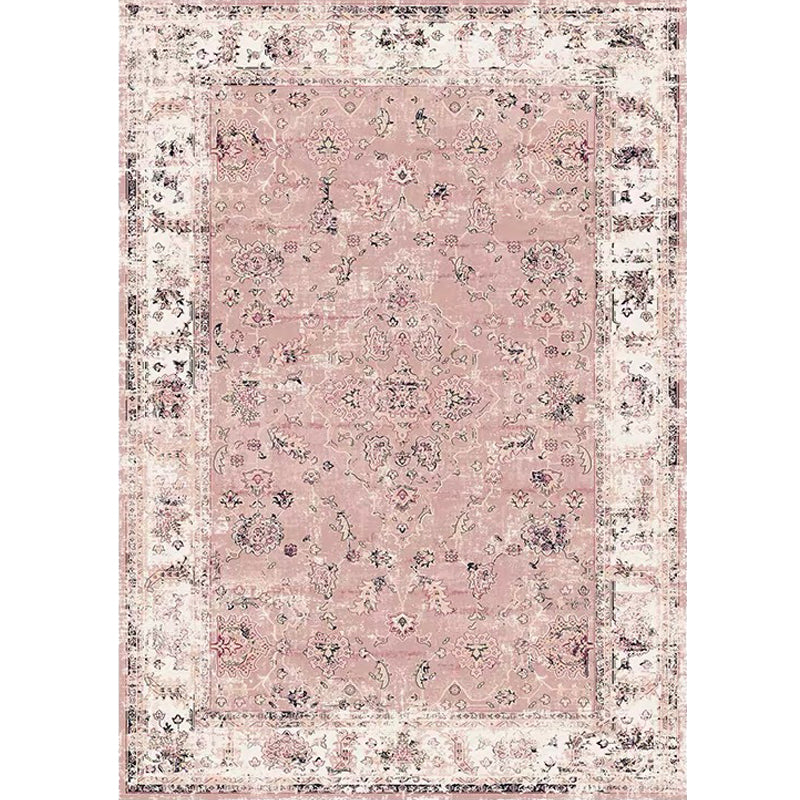 Pink Shabby Chic Rug Polyester Tribal Flower Pattern Rug Pet Friendly Washable Anti-Slip Backing Carpet for Decoration Clearhalo 'Area Rug' 'Rugs' 'Shabby Chic' Rug' 1767909
