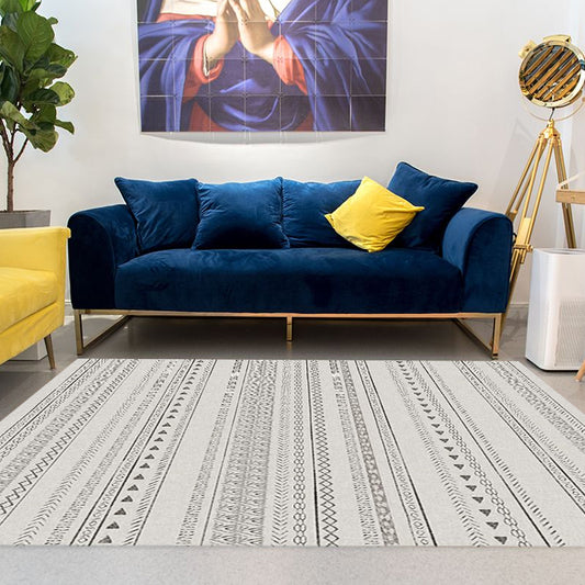 Bohemian Striped Pattern Rug Grey Polyester Rug Machine Washable Non-Slip Backing Area Rug for Living Room Grey Clearhalo 'Area Rug' 'Bohemian' 'Rugs' Rug' 1767910