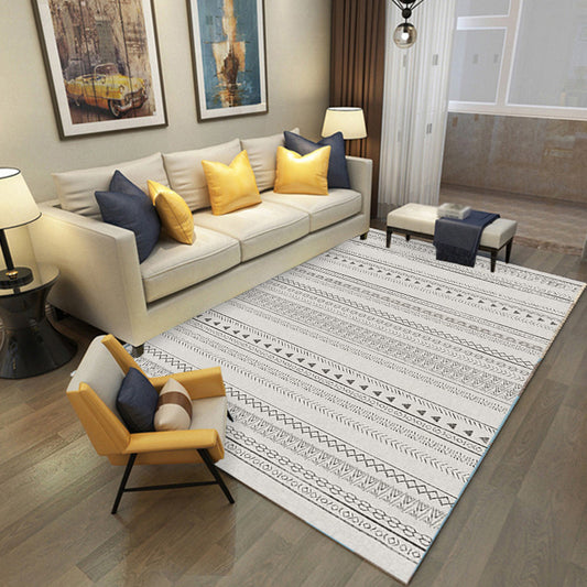 Bohemian Striped Pattern Rug Grey Polyester Rug Machine Washable Non-Slip Backing Area Rug for Living Room Clearhalo 'Area Rug' 'Bohemian' 'Rugs' Rug' 1767911