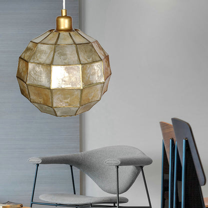 Gold Oval/Globe Ceiling Pendant Light Modernism 1 Light Shell Hanging Lamp Kit for Living Room Gold A Clearhalo 'Ceiling Lights' 'Modern Pendants' 'Modern' 'Pendant Lights' 'Pendants' Lighting' 176798