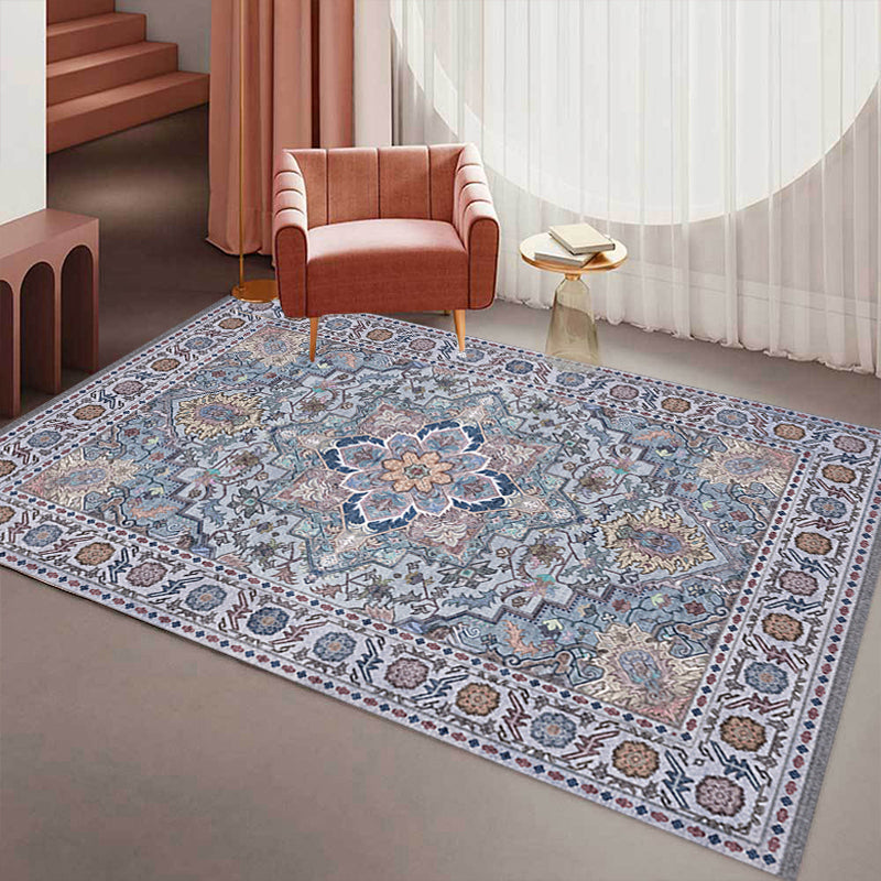 Multicolor Moroccan Rug Polyester Tribal Flower Pattern Rug Pet Friendly Washable Anti-Slip Backing Carpet for Decoration Clearhalo 'Area Rug' 'Rugs' 'Shabby Chic' Rug' 1767998