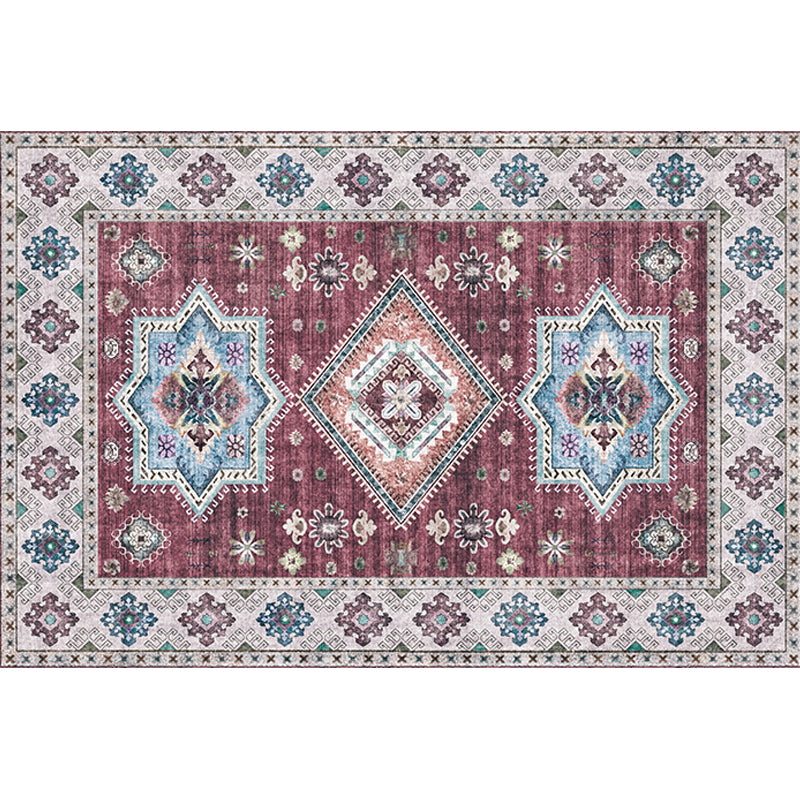 Multicolor Moroccan Rug Polyester Tribal Flower Pattern Rug Pet Friendly Washable Anti-Slip Backing Carpet for Decoration Clearhalo 'Area Rug' 'Rugs' 'Shabby Chic' Rug' 1768002