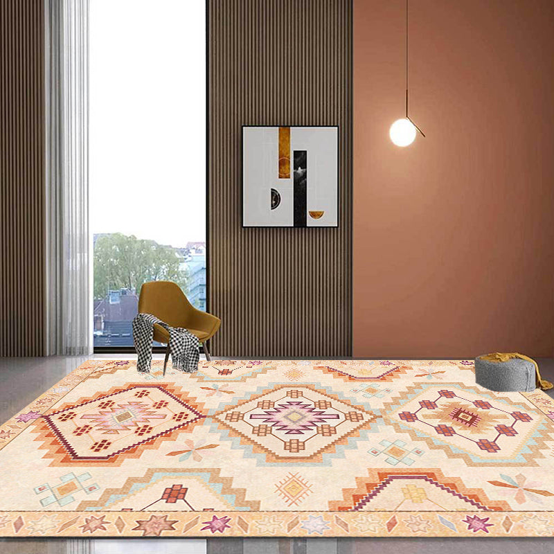 Multicolor Moroccan Rug Polyester Tribal Flower Pattern Rug Pet Friendly Washable Anti-Slip Backing Carpet for Decoration Clearhalo 'Area Rug' 'Rugs' 'Shabby Chic' Rug' 1768004
