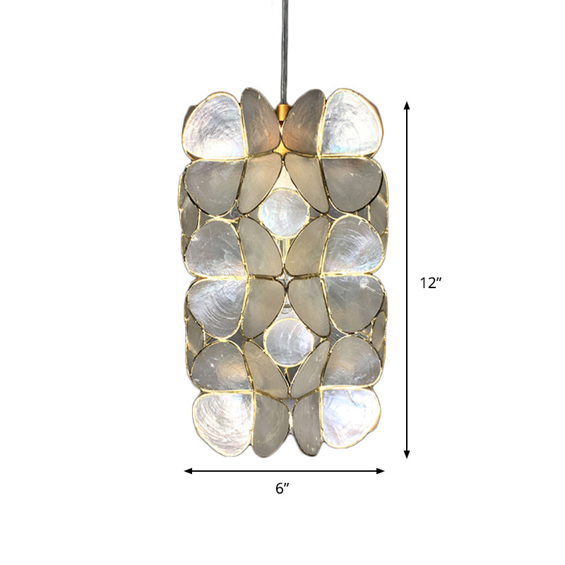 Cylinder Shell Hanging Pendant Light Simple 1 Light Silver Suspension Pendant for Living Room Clearhalo 'Ceiling Lights' 'Modern Pendants' 'Modern' 'Pendant Lights' 'Pendants' Lighting' 176845
