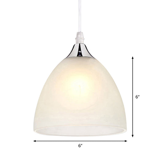 1 Light Kitchen Pendant Lighting with Dome White Glass Shade Modernist Polished Nickel Hanging Ceiling Lamp Clearhalo 'Ceiling Lights' 'Glass shade' 'Glass' 'Modern Pendants' 'Modern' 'Pendant Lights' 'Pendants' Lighting' 176865