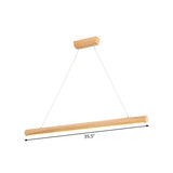 23.5"/35.5"/47" Wide Linear LED Pendant Light Contemporary Wooden 1-Light Dining Room Hanging Light Fixture in Warm/White Light over Table Clearhalo 'Ceiling Lights' 'Pendant Lights' 'Pendants' Lighting' 176922