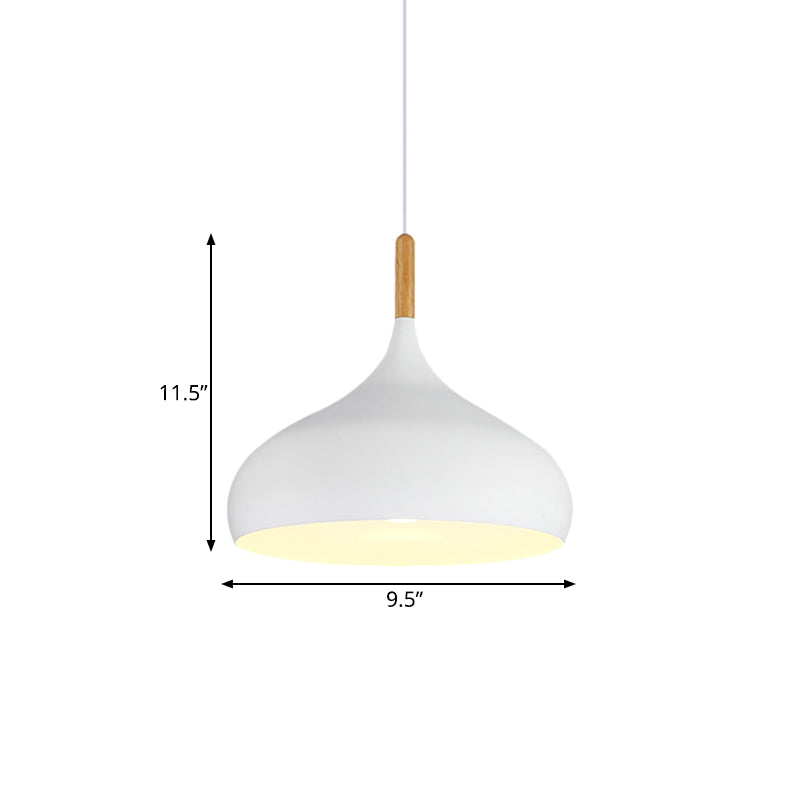 9.5"/12.5"/14"W Teardrop Pendant Lighting in Nordic Style Metal 1 Light Black/White/Gold Hanging Light Clearhalo 'Ceiling Lights' 'Modern Pendants' 'Modern' 'Pendant Lights' 'Pendants' Lighting' 177025