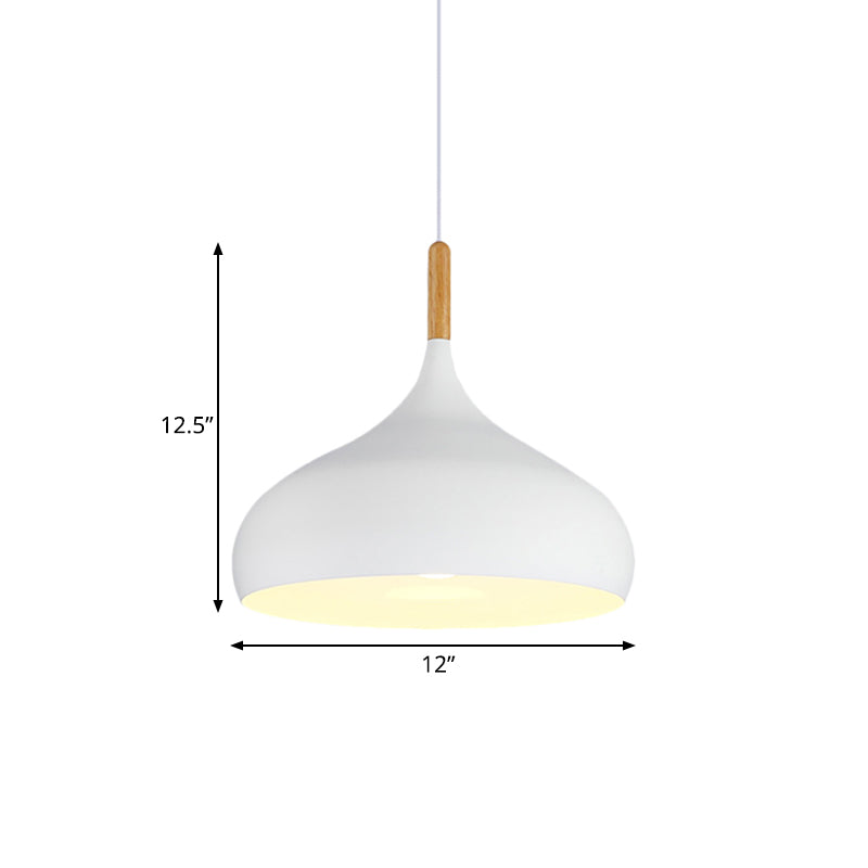9.5"/12.5"/14"W Teardrop Pendant Lighting in Nordic Style Metal 1 Light Black/White/Gold Hanging Light Clearhalo 'Ceiling Lights' 'Modern Pendants' 'Modern' 'Pendant Lights' 'Pendants' Lighting' 177026