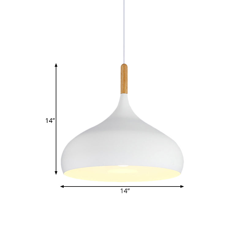 9.5"/12.5"/14"W Teardrop Pendant Lighting in Nordic Style Metal 1 Light Black/White/Gold Hanging Light Clearhalo 'Ceiling Lights' 'Modern Pendants' 'Modern' 'Pendant Lights' 'Pendants' Lighting' 177027