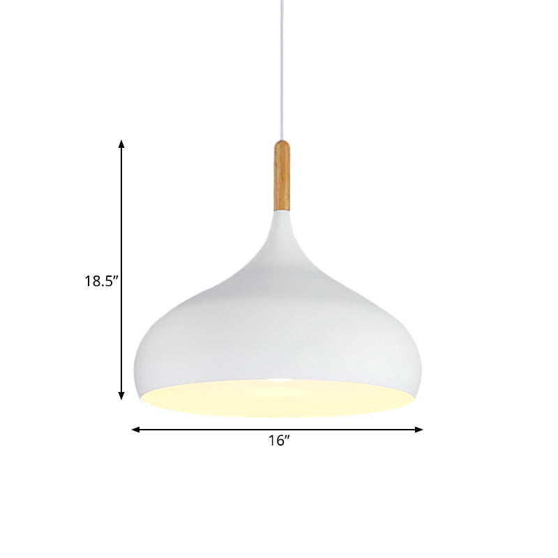 9.5"/12.5"/14"W Teardrop Pendant Lighting in Nordic Style Metal 1 Light Black/White/Gold Hanging Light Clearhalo 'Ceiling Lights' 'Modern Pendants' 'Modern' 'Pendant Lights' 'Pendants' Lighting' 177028