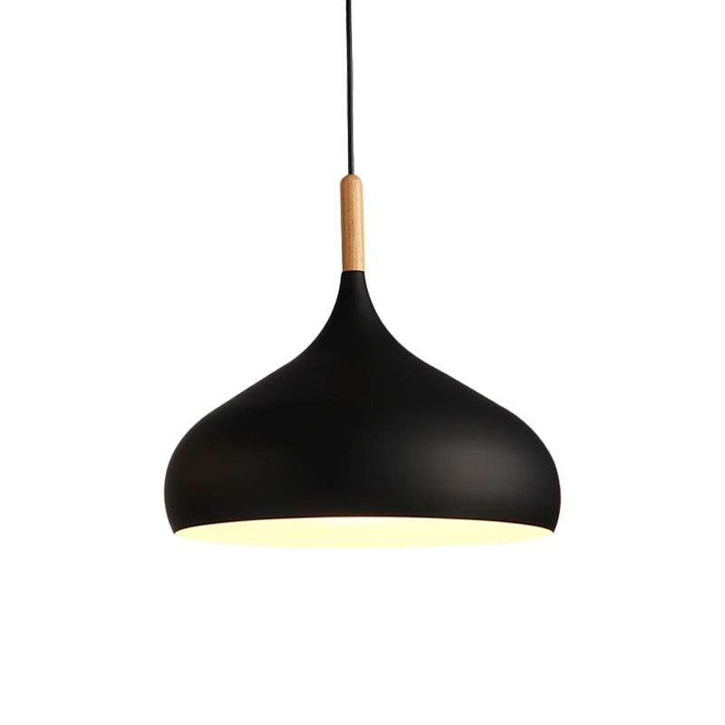 9.5"/12.5"/14"W Teardrop Pendant Lighting in Nordic Style Metal 1 Light Black/White/Gold Hanging Light Clearhalo 'Ceiling Lights' 'Modern Pendants' 'Modern' 'Pendant Lights' 'Pendants' Lighting' 177040