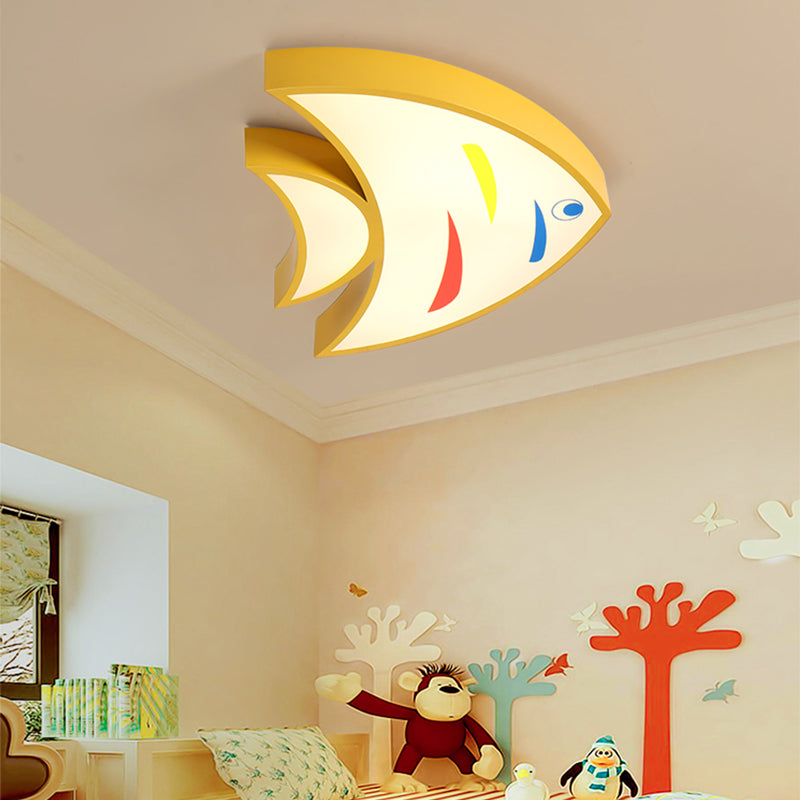 Lovely Bright-Colored Pendant Light Fish Shaped Acrylic Hanging Light for Kindergarten Hallway Yellow Clearhalo 'Ceiling Lights' 'Close To Ceiling Lights' 'Close to ceiling' 'Flush mount' Lighting' 177066