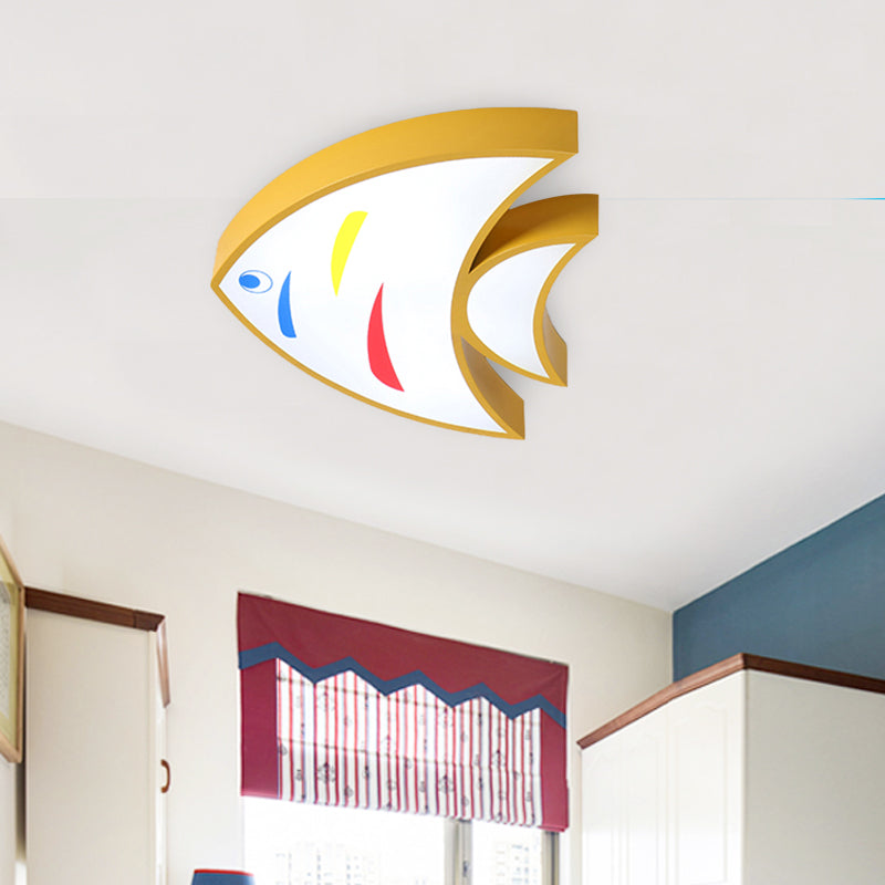Lovely Bright-Colored Pendant Light Fish Shaped Acrylic Hanging Light for Kindergarten Hallway Yellow White Clearhalo 'Ceiling Lights' 'Close To Ceiling Lights' 'Close to ceiling' 'Flush mount' Lighting' 177067