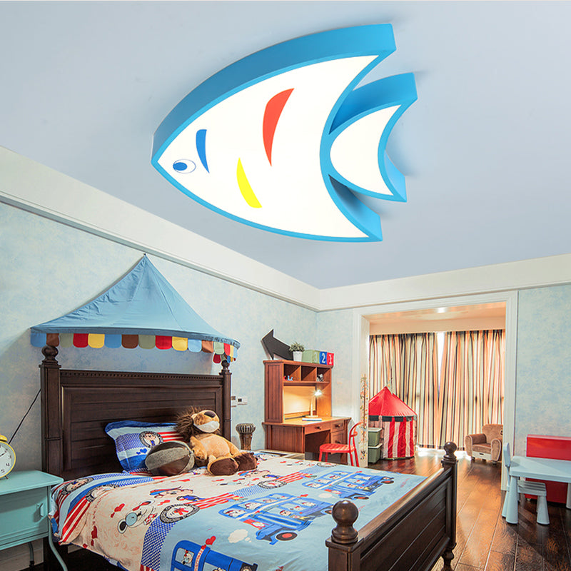 Lovely Bright-Colored Pendant Light Fish Shaped Acrylic Hanging Light for Kindergarten Hallway Blue White Clearhalo 'Ceiling Lights' 'Close To Ceiling Lights' 'Close to ceiling' 'Flush mount' Lighting' 177071