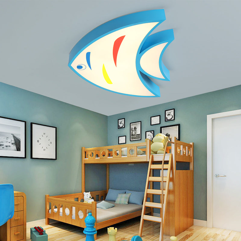 Lovely Bright-Colored Pendant Light Fish Shaped Acrylic Hanging Light for Kindergarten Hallway Blue Clearhalo 'Ceiling Lights' 'Close To Ceiling Lights' 'Close to ceiling' 'Flush mount' Lighting' 177072
