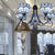 Mediterranean Bowl Pendant Lighting 5 Lights Stained Glass Hanging Ceiling Light in Blue Blue Clearhalo 'Ceiling Lights' 'Chandeliers' 'Industrial' 'Middle Century Chandeliers' 'Tiffany Chandeliers' 'Tiffany close to ceiling' 'Tiffany' Lighting' 177094