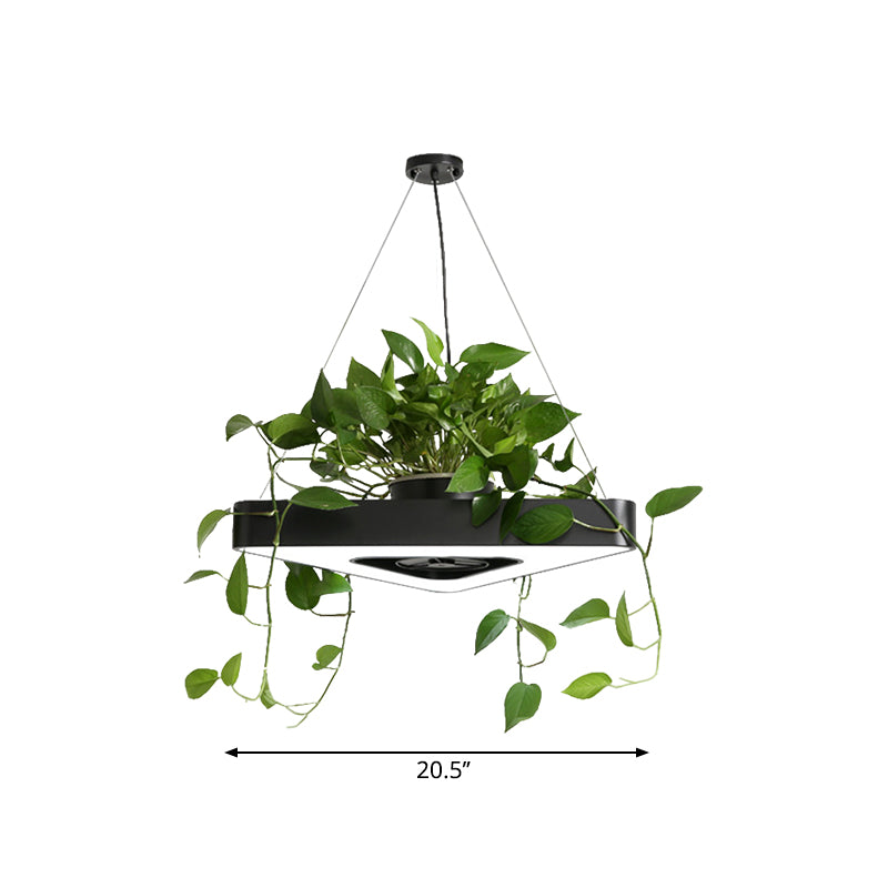 Triangle Black/White Acrylic Chandelier Lamp Farmhouse Dining Room LED Pendant Light in Warm/White Light Clearhalo 'Ceiling Lights' 'Chandeliers' Lighting' options 1770954