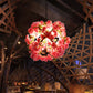 Red/Green 3-Head Ceiling Chandelier Industrial Rope Orb Cage Hanging Pendant Light with Fake Plant/Cherry Deco Clearhalo 'Ceiling Lights' 'Chandeliers' Lighting' options 1770966