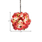 Red/Green 3-Head Ceiling Chandelier Industrial Rope Orb Cage Hanging Pendant Light with Fake Plant/Cherry Deco Clearhalo 'Ceiling Lights' 'Chandeliers' Lighting' options 1770968