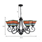 Stained Glass Pyramid Chandelier Mission Style 6 Lights Hanging Light in Pink/Orange for Living Room Clearhalo 'Ceiling Lights' 'Chandeliers' 'Industrial' 'Middle Century Chandeliers' 'Tiffany Chandeliers' 'Tiffany close to ceiling' 'Tiffany' Lighting' 177112