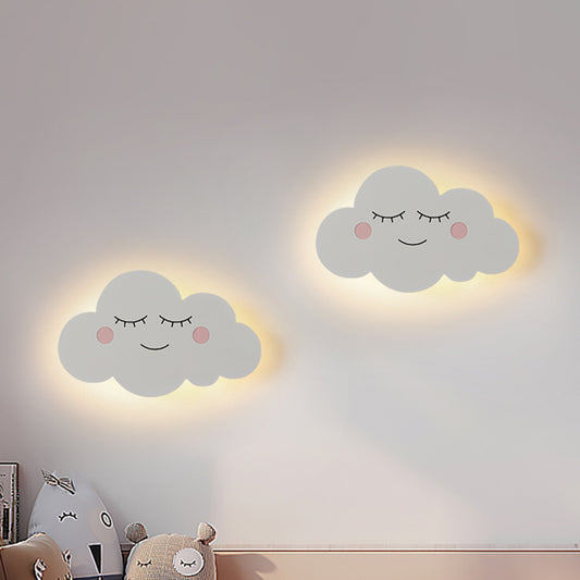 Metal Cloud-Shaped Wall Lighting Modern Style Pink/Blue Finish LED Sconce Light for Bedroom Clearhalo 'Wall Lamps & Sconces' 'Wall Lights' Lighting' 1771127