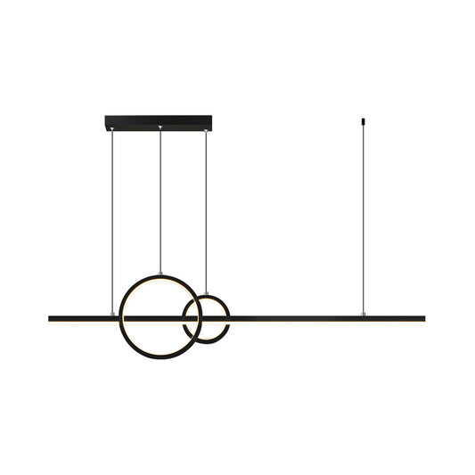 LED Restaurant Island Pendant Modern Black/Gold Island Lamp with Circle and Linear Metallic Shade in Warm/White Light Clearhalo 'Ceiling Lights' 'Island Lights' Lighting' 1771161