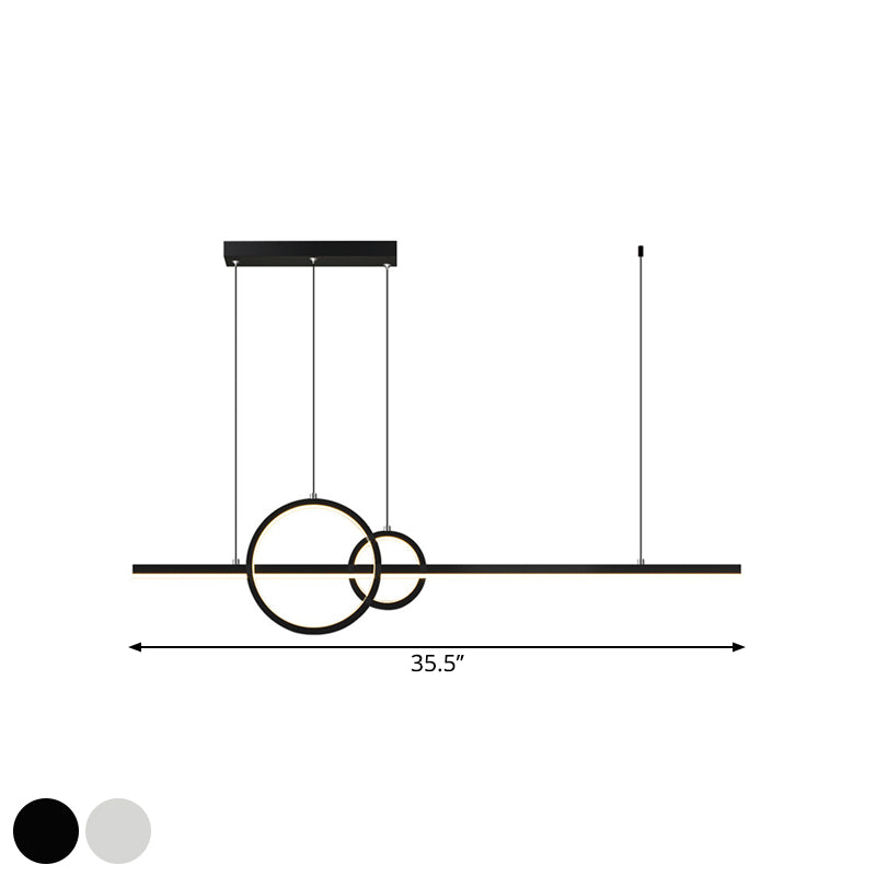 LED Restaurant Island Pendant Modern Black/Gold Island Lamp with Circle and Linear Metallic Shade in Warm/White Light Clearhalo 'Ceiling Lights' 'Island Lights' Lighting' 1771162