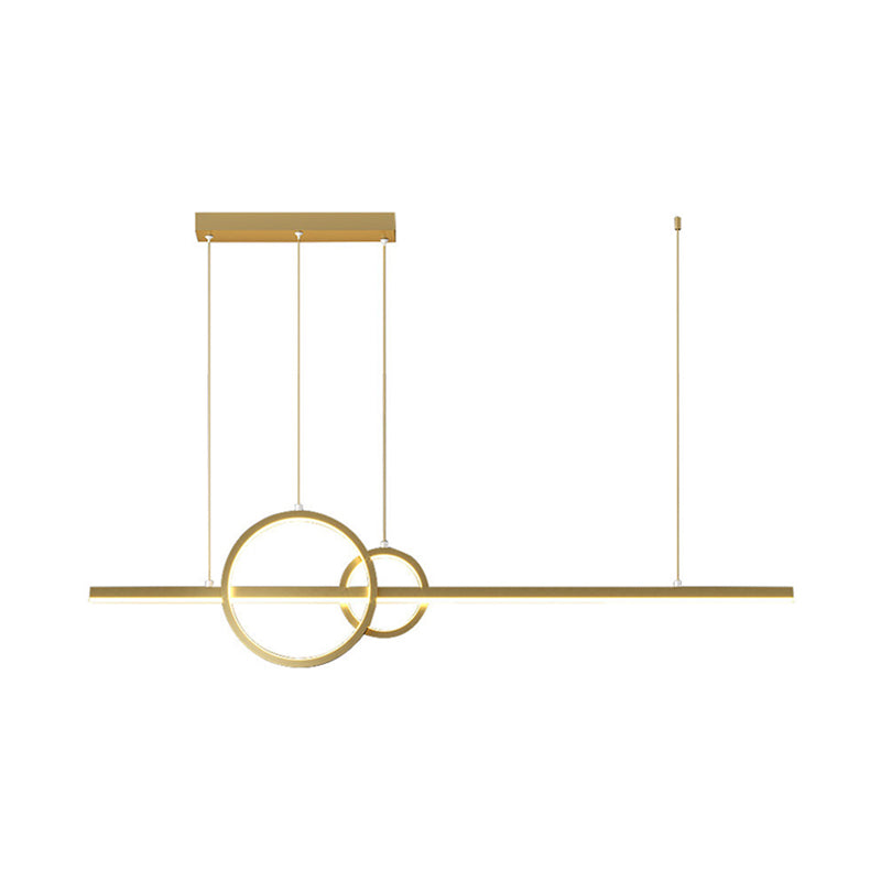 LED Restaurant Island Pendant Modern Black/Gold Island Lamp with Circle and Linear Metallic Shade in Warm/White Light Clearhalo 'Ceiling Lights' 'Island Lights' Lighting' 1771166