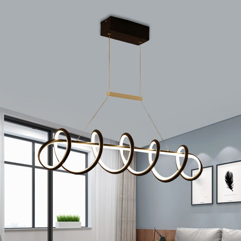 Black/White LED Twisted Ceiling Light Minimalist Metallic Island Lighting for Dining Room Clearhalo 'Ceiling Lights' 'Island Lights' Lighting' 1771216