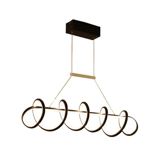 Black/White LED Twisted Ceiling Light Minimalist Metallic Island Lighting for Dining Room Clearhalo 'Ceiling Lights' 'Island Lights' Lighting' 1771217