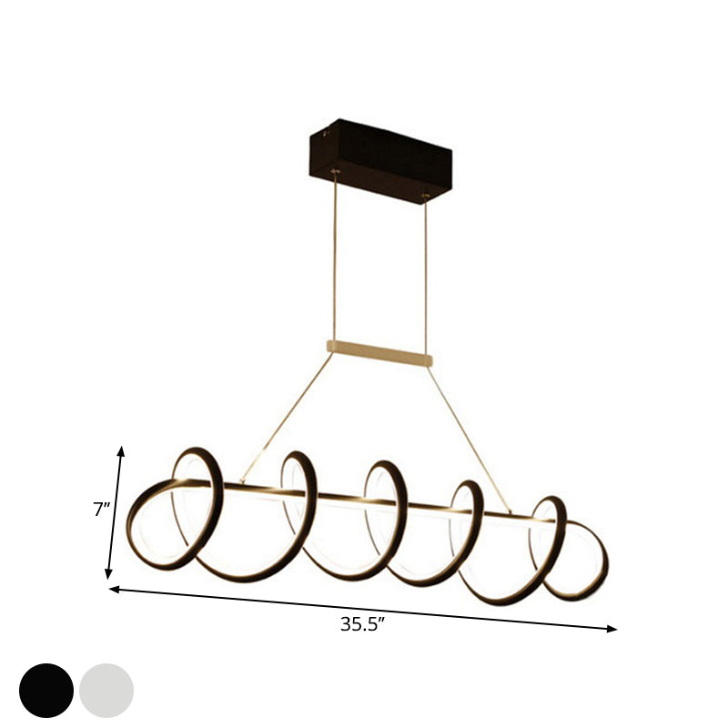 Black/White LED Twisted Ceiling Light Minimalist Metallic Island Lighting for Dining Room Clearhalo 'Ceiling Lights' 'Island Lights' Lighting' 1771218