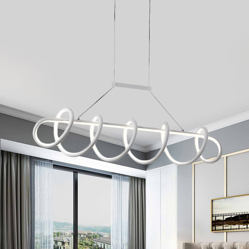 Black/White LED Twisted Ceiling Light Minimalist Metallic Island Lighting for Dining Room Clearhalo 'Ceiling Lights' 'Island Lights' Lighting' 1771221