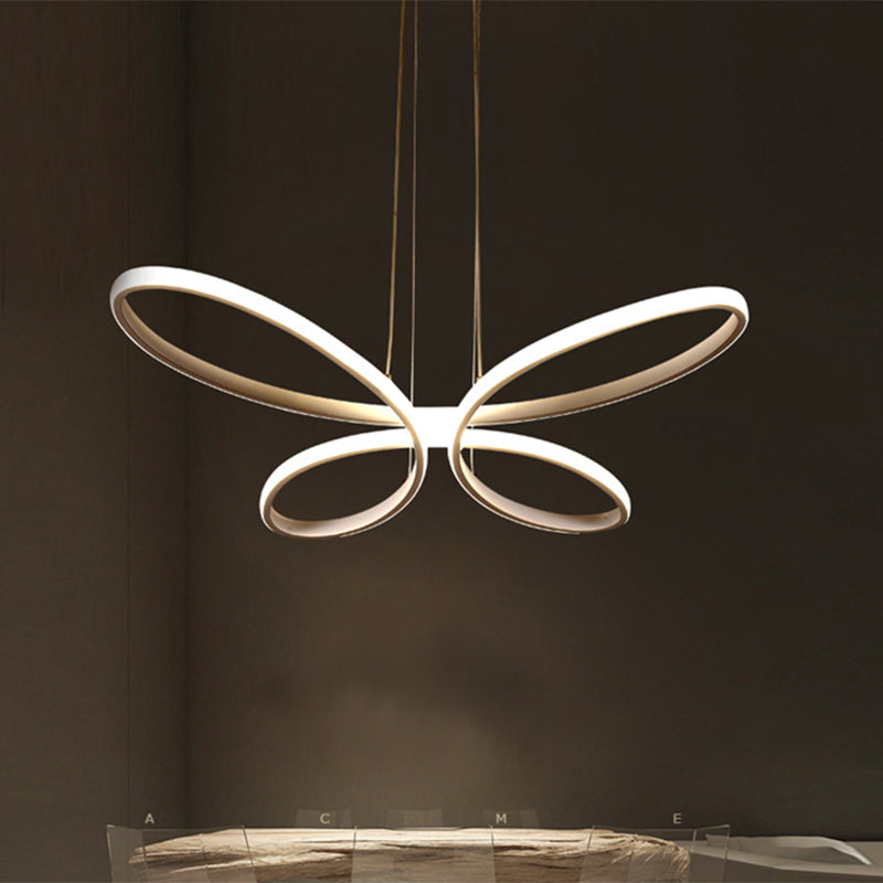 Butterfly Frame Hanging Chandelier Modernist Metal LED Restaurant Down Lighting in Gold, Warm/White Light Clearhalo 'Ceiling Lights' 'Chandeliers' 'Modern Chandeliers' 'Modern' Lighting' 1771245