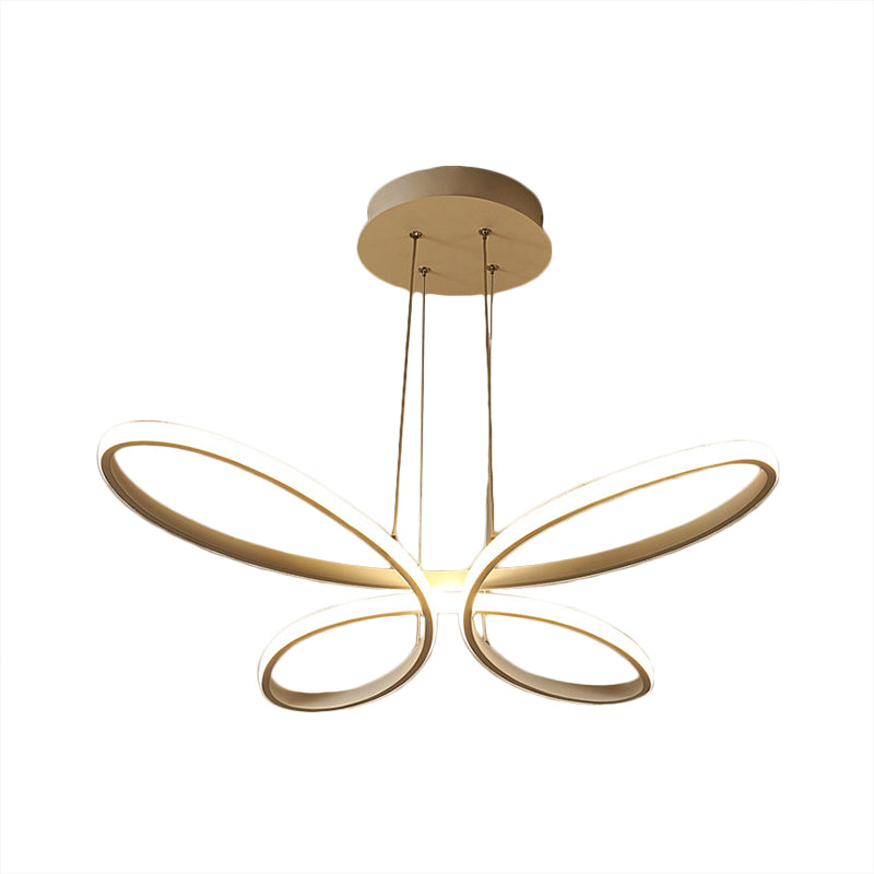 Butterfly Frame Hanging Chandelier Modernist Metal LED Restaurant Down Lighting in Gold, Warm/White Light Clearhalo 'Ceiling Lights' 'Chandeliers' 'Modern Chandeliers' 'Modern' Lighting' 1771246