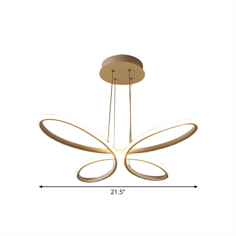 Butterfly Frame Hanging Chandelier Modernist Metal LED Restaurant Down Lighting in Gold, Warm/White Light Clearhalo 'Ceiling Lights' 'Chandeliers' 'Modern Chandeliers' 'Modern' Lighting' 1771247